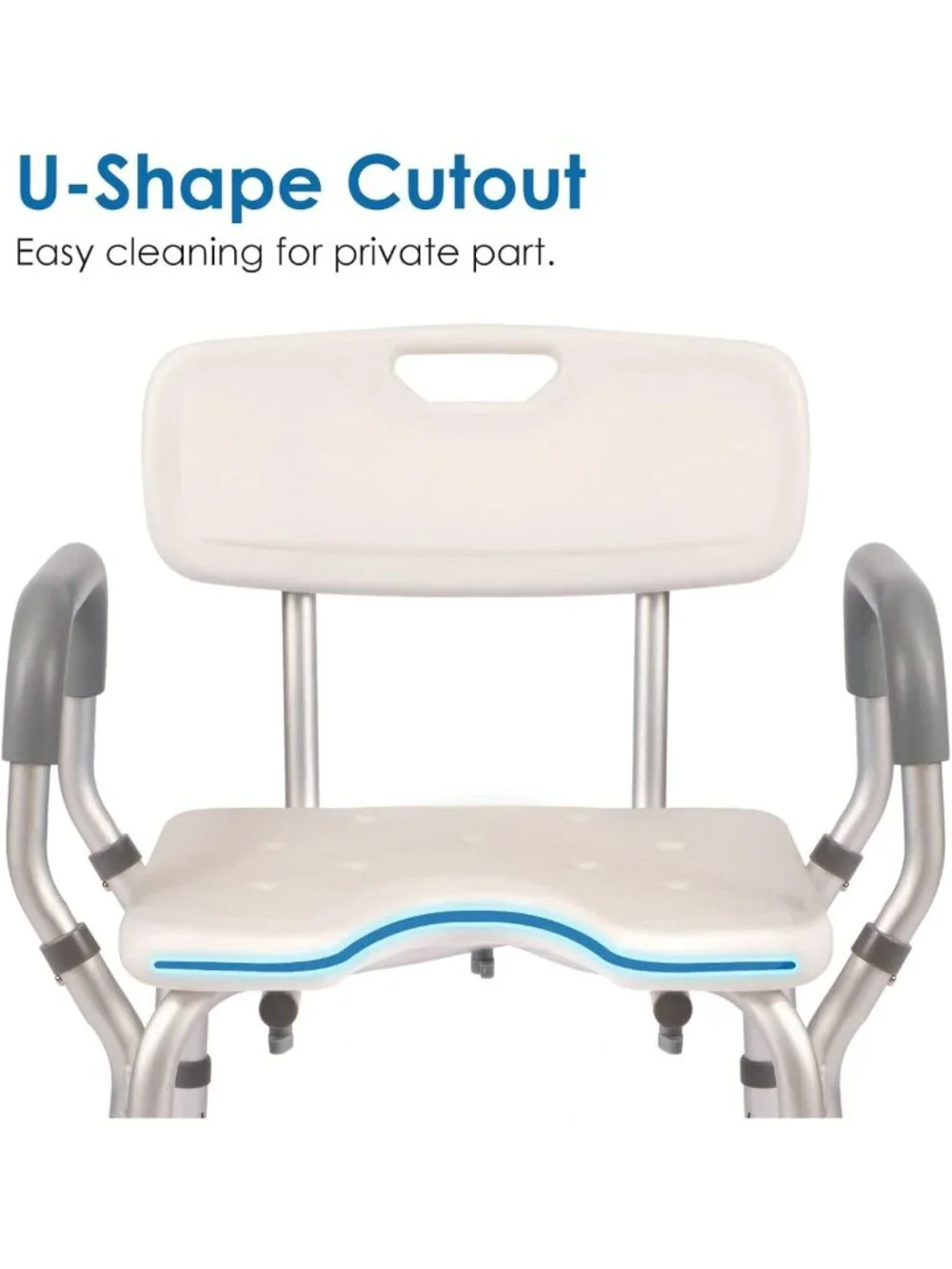 Heavy Duty Shower Chair with Arms & Back, 330lbs Capacity, Tool-Free Assembly